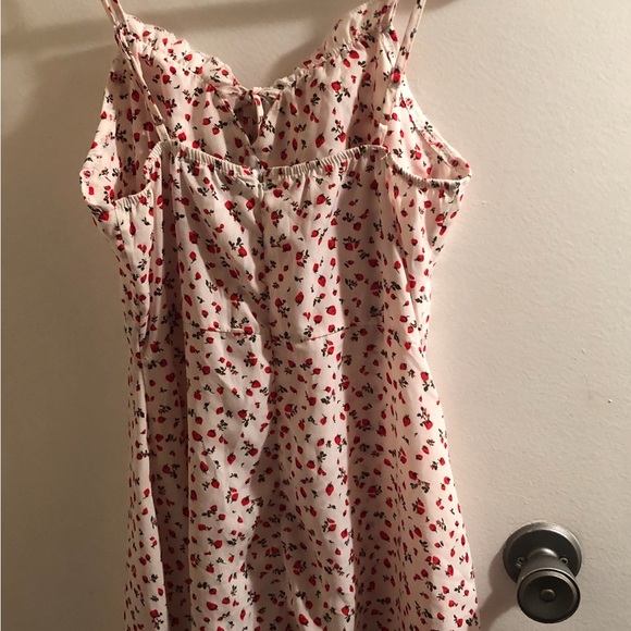 CBR Size Small Cream Midi Dress with Red Strawberry Print - Picture 2 of 2